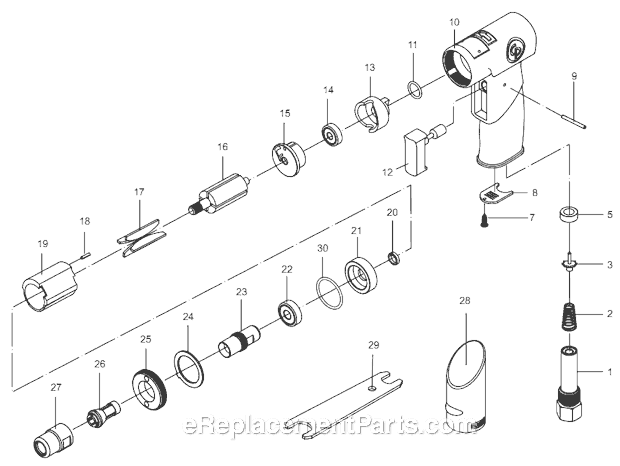 Page A Diagram and Parts List for CP9107M 6151950107 Chicago Pneumatic Angle Grinder